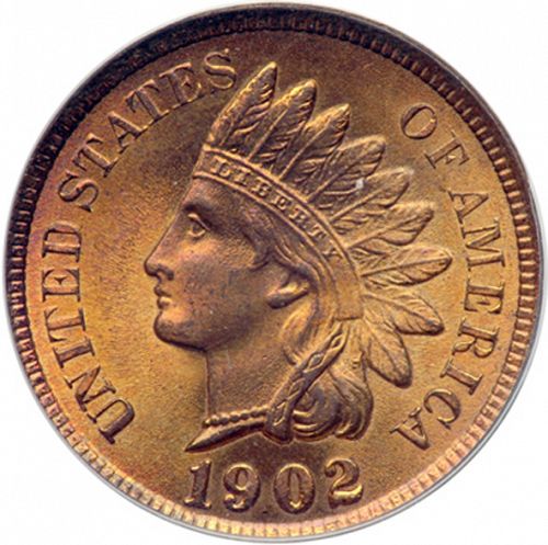1 cent Obverse Image minted in UNITED STATES in 1902 (Indian Head)  - The Coin Database