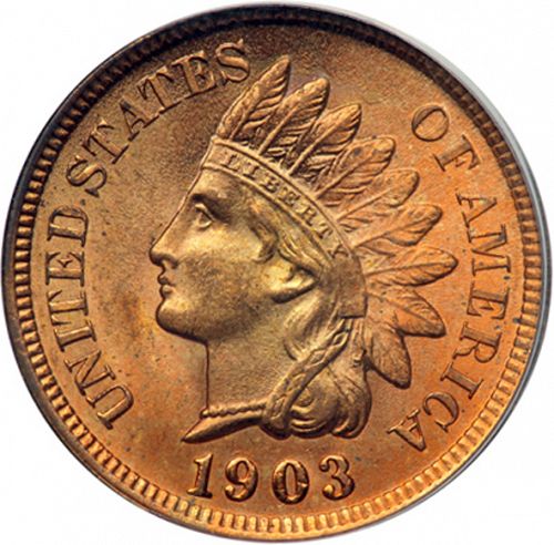 1 cent Obverse Image minted in UNITED STATES in 1903 (Indian Head)  - The Coin Database