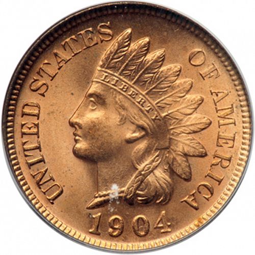 1 cent Obverse Image minted in UNITED STATES in 1904 (Indian Head)  - The Coin Database