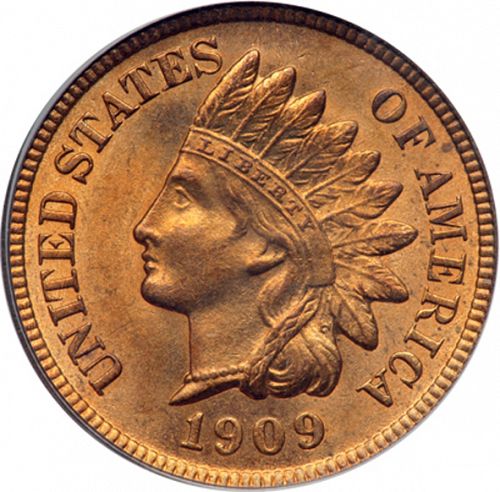 1 cent Obverse Image minted in UNITED STATES in 1909S (Indian Head)  - The Coin Database