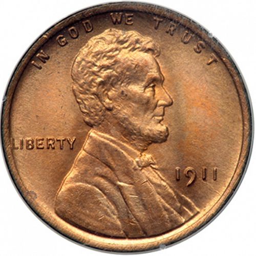 1 cent Obverse Image minted in UNITED STATES in 1911 (Lincoln)  - The Coin Database