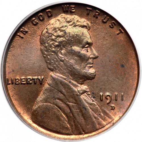 1 cent Obverse Image minted in UNITED STATES in 1911D (Lincoln)  - The Coin Database
