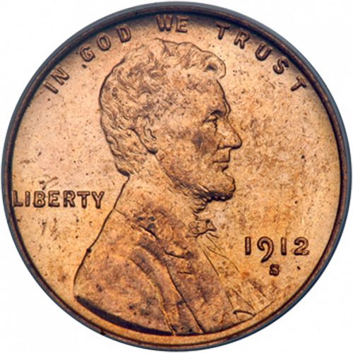 1 cent Obverse Image minted in UNITED STATES in 1912S (Lincoln)  - The Coin Database