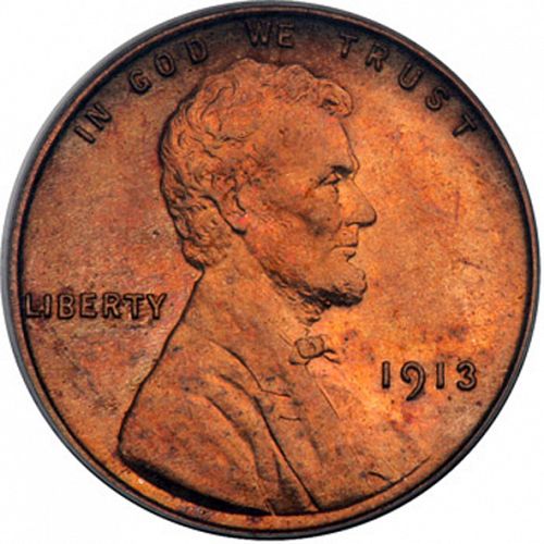1 cent Obverse Image minted in UNITED STATES in 1913 (Lincoln)  - The Coin Database