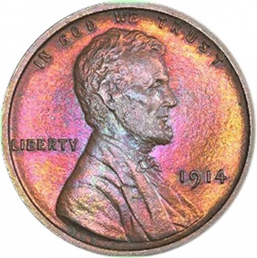 1 cent Obverse Image minted in UNITED STATES in 1914 (Lincoln)  - The Coin Database