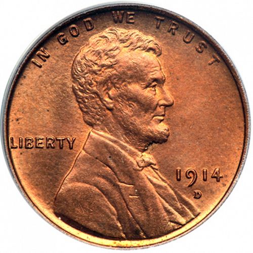 1 cent Obverse Image minted in UNITED STATES in 1914D (Lincoln)  - The Coin Database