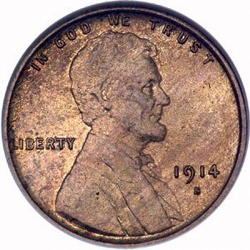1 cent Obverse Image minted in UNITED STATES in 1914S (Lincoln)  - The Coin Database