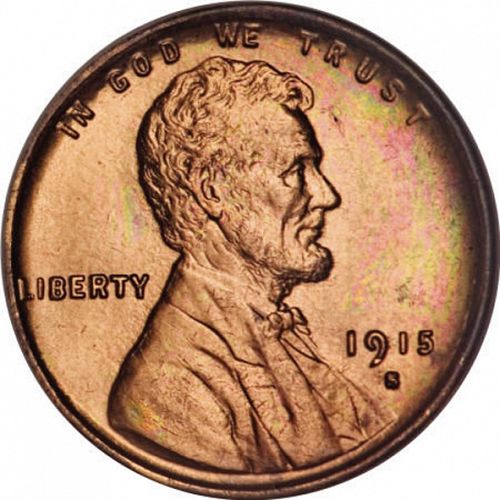 1 cent Obverse Image minted in UNITED STATES in 1915S (Lincoln)  - The Coin Database