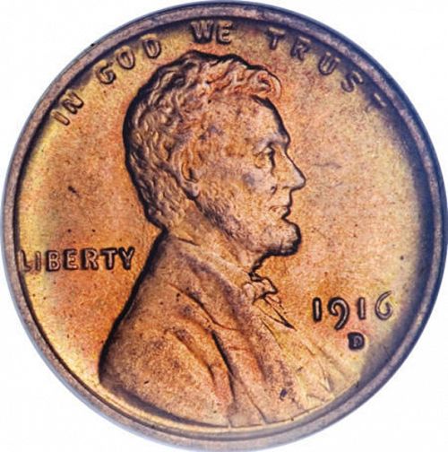 1 cent Obverse Image minted in UNITED STATES in 1916D (Lincoln)  - The Coin Database