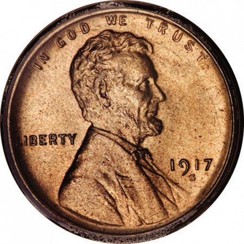 1 cent Obverse Image minted in UNITED STATES in 1917S (Lincoln)  - The Coin Database