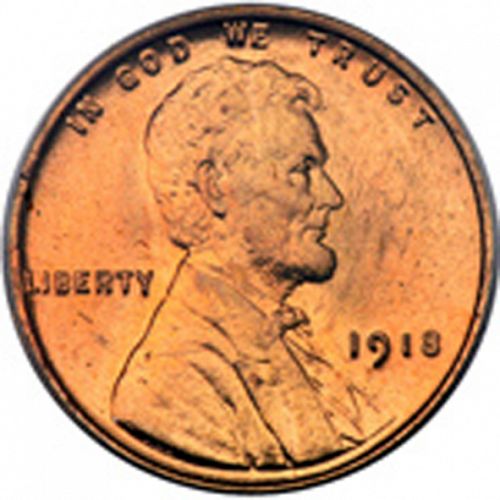 1 cent Obverse Image minted in UNITED STATES in 1918 (Lincoln)  - The Coin Database