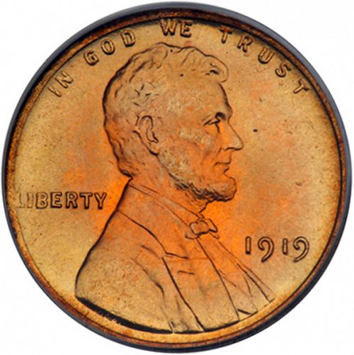 1 cent Obverse Image minted in UNITED STATES in 1919 (Lincoln)  - The Coin Database