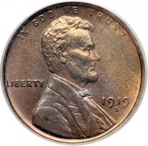 1 cent Obverse Image minted in UNITED STATES in 1919S (Lincoln)  - The Coin Database
