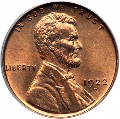 1 cent Obverse Image minted in UNITED STATES in 1922D (Lincoln)  - The Coin Database