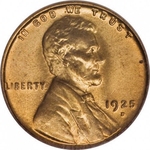 1 cent Obverse Image minted in UNITED STATES in 1925D (Lincoln)  - The Coin Database