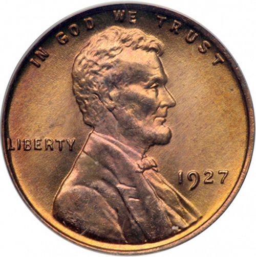 1 cent Obverse Image minted in UNITED STATES in 1927 (Lincoln)  - The Coin Database