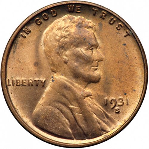 1 cent Obverse Image minted in UNITED STATES in 1931S (Lincoln)  - The Coin Database