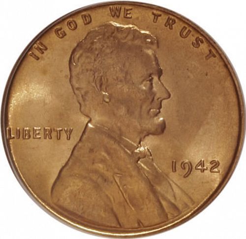 1 cent Obverse Image minted in UNITED STATES in 1942 (Lincoln)  - The Coin Database