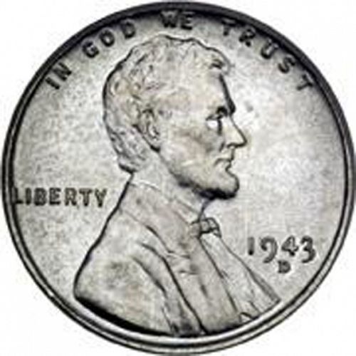 1 cent Obverse Image minted in UNITED STATES in 1943D (Lincoln - Steel)  - The Coin Database