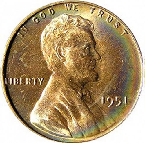 1 cent Obverse Image minted in UNITED STATES in 1951 (Lincoln)  - The Coin Database