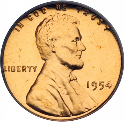 1 cent Obverse Image minted in UNITED STATES in 1954 (Lincoln)  - The Coin Database