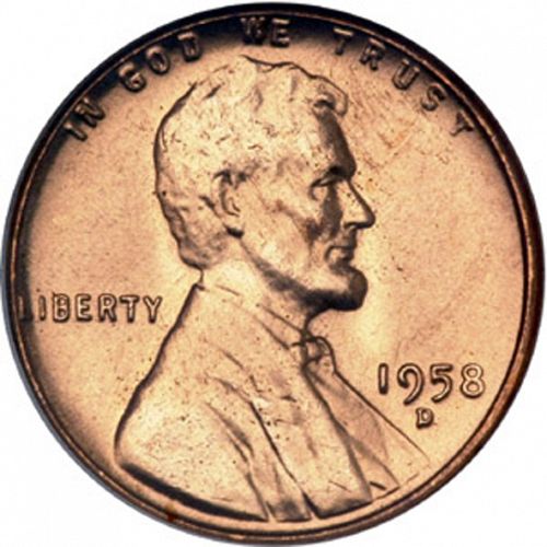 1 cent Obverse Image minted in UNITED STATES in 1958D (Lincoln)  - The Coin Database