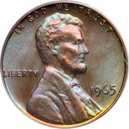 1 cent Obverse Image minted in UNITED STATES in 1965 (Lincoln - Memorial Reverse)  - The Coin Database