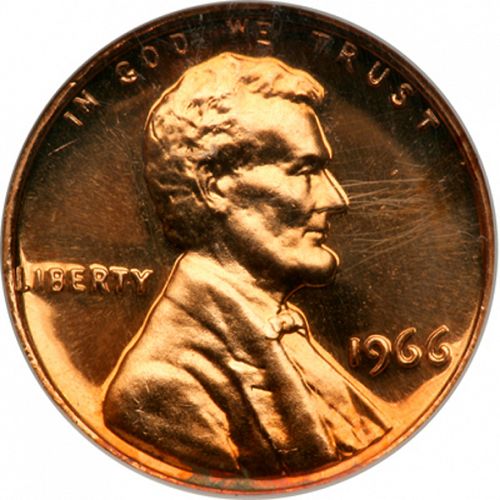 1 cent Obverse Image minted in UNITED STATES in 1966 (Lincoln - Memorial Reverse)  - The Coin Database