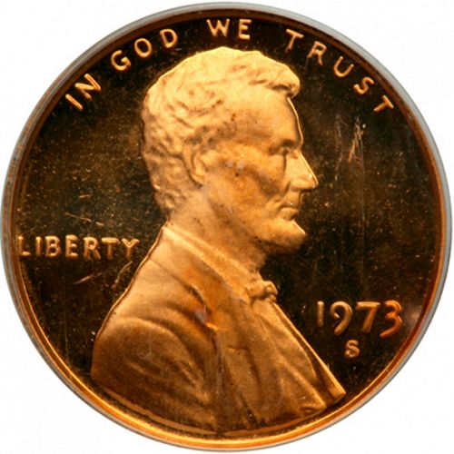 1 cent Obverse Image minted in UNITED STATES in 1973S (Lincoln - Memorial Reverse)  - The Coin Database