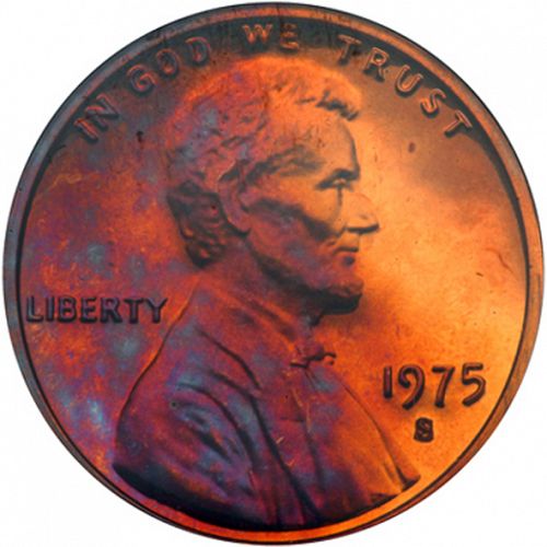 1 cent Obverse Image minted in UNITED STATES in 1975S (Lincoln - Memorial Reverse)  - The Coin Database