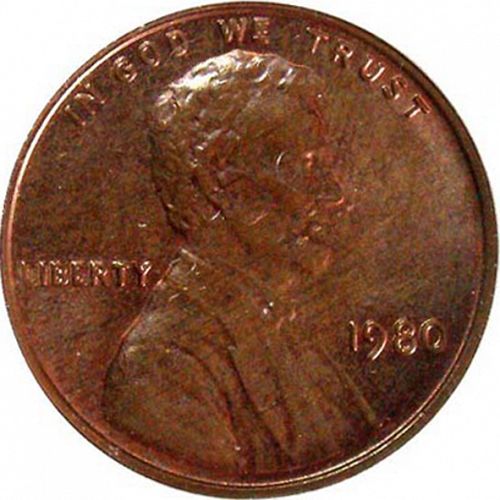 1 cent Obverse Image minted in UNITED STATES in 1980 (Lincoln - Memorial Reverse)  - The Coin Database