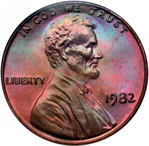 1 cent Obverse Image minted in UNITED STATES in 1982 (Lincoln - Memorial Reverse)  - The Coin Database