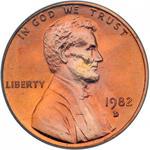 1 cent Obverse Image minted in UNITED STATES in 1982D (Lincoln - Memorial Reverse)  - The Coin Database