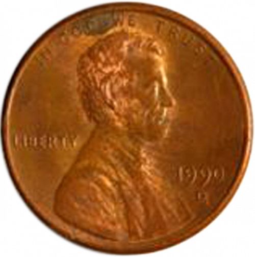 1 cent Obverse Image minted in UNITED STATES in 1990D (Lincoln - Memorial Reverse)  - The Coin Database
