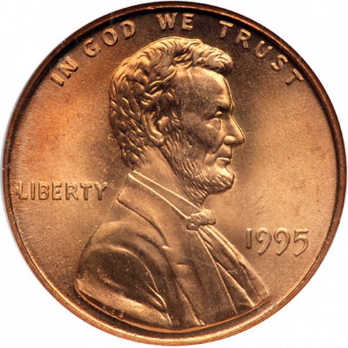 1 cent Obverse Image minted in UNITED STATES in 1995 (Lincoln - Memorial Reverse)  - The Coin Database