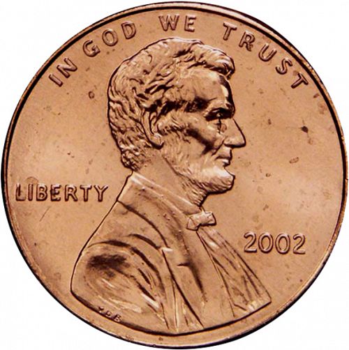1 cent Obverse Image minted in UNITED STATES in 2002 (Lincoln - Memorial Reverse)  - The Coin Database