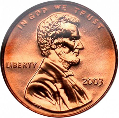 1 cent Obverse Image minted in UNITED STATES in 2003 (Lincoln - Memorial Reverse)  - The Coin Database
