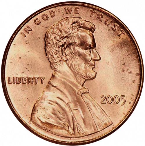 1 cent Obverse Image minted in UNITED STATES in 2005 (Lincoln - Memorial Reverse)  - The Coin Database