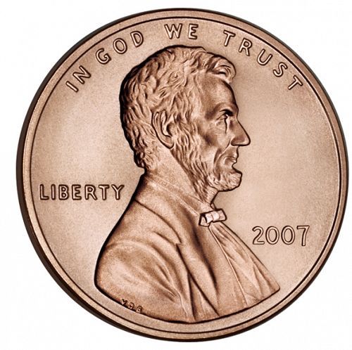 1 cent Obverse Image minted in UNITED STATES in 2007 (Lincoln - Memorial Reverse)  - The Coin Database