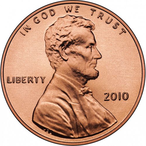 1 cent Obverse Image minted in UNITED STATES in 2010 (Lincoln - Union Shield Reverse)  - The Coin Database
