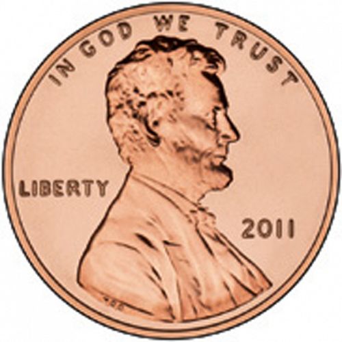 1 cent Obverse Image minted in UNITED STATES in 2011 (Lincoln - Union Shield Reverse)  - The Coin Database