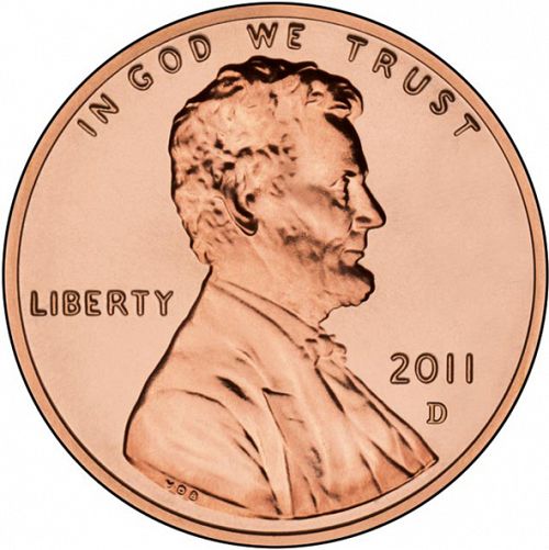 1 cent Obverse Image minted in UNITED STATES in 2011D (Lincoln - Union Shield Reverse)  - The Coin Database