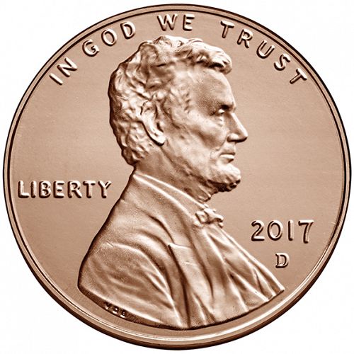 1 cent Obverse Image minted in UNITED STATES in 2017D (Lincoln - Union Shield Reverse)  - The Coin Database