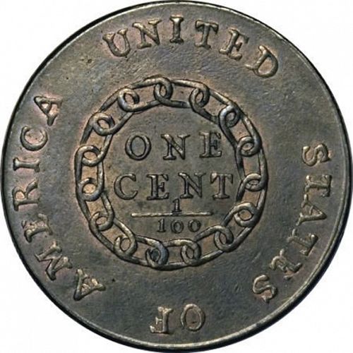 1 cent Reverse Image minted in UNITED STATES in 1793 (Flowing Hair - Chain reverse)  - The Coin Database