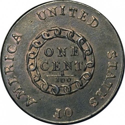 1 cent Reverse Image minted in UNITED STATES in 1793 (Flowing Hair - Chain reverse)  - The Coin Database