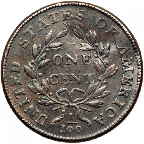 1 cent Reverse Image minted in UNITED STATES in 1800 (Draped Bust)  - The Coin Database