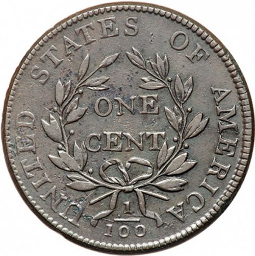 1 cent Reverse Image minted in UNITED STATES in 1802 (Draped Bust)  - The Coin Database