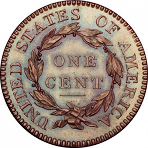 1 cent Reverse Image minted in UNITED STATES in 1821 (Coronet)  - The Coin Database