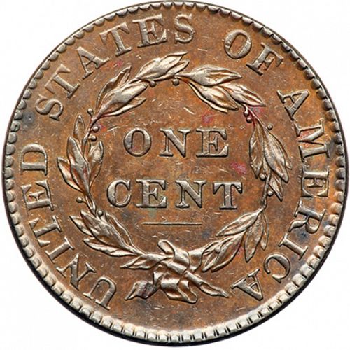 1 cent Reverse Image minted in UNITED STATES in 1822 (Coronet)  - The Coin Database