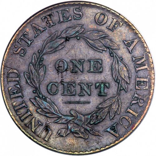 1 cent Reverse Image minted in UNITED STATES in 1824 (Coronet)  - The Coin Database